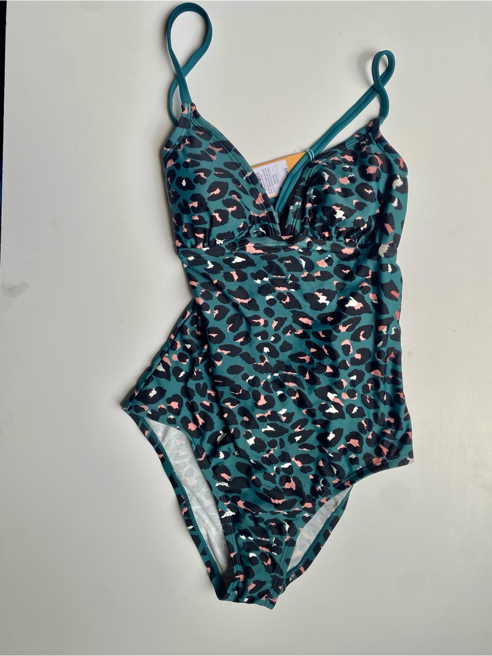 Shade & Shore Teal Leopard-Print One-Piece Swimsuit with Pink and Black Accents